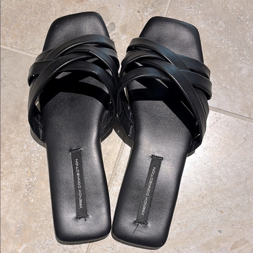 French Connection Black Minimalist Sandals